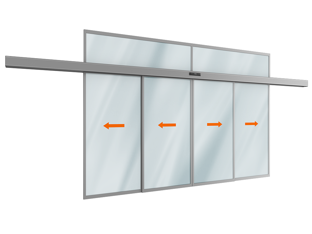 AD-SP-TELESCOPE privodi uchun teleskopik surma eshik komplekti (to‘rtta harakatlanuvchi yengil qanot va framuza)